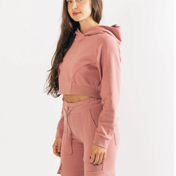 Alphalete identity pro crop hoodie in cranberry ice - Picture 9 of 16